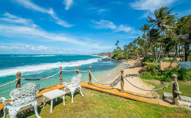 property view of water featuring a view of the beach