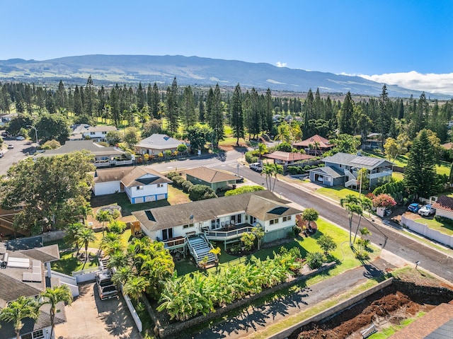 drone / aerial view featuring a mountain view