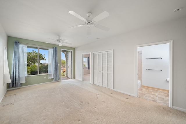 123 Hoowaiwai Loop Unit 1801, Wailuku, HI 96793 - unfurnished bedroom with carpet, baseboards, access to exterior, and a ceiling fan