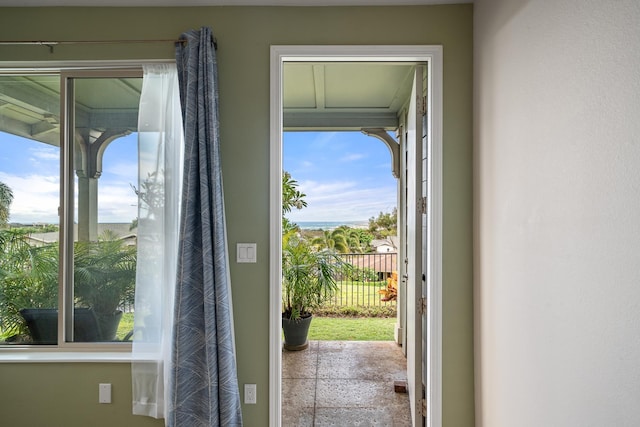 123 Hoowaiwai Loop Unit 1801, Wailuku, HI 96793 - doorway with plenty of natural light and speckle patterned floor