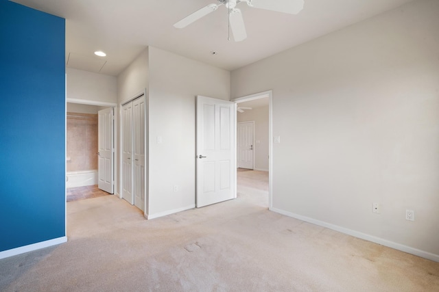 123 Hoowaiwai Loop Unit 1801, Wailuku, HI 96793 - unfurnished bedroom featuring carpet floors, baseboards, recessed lighting, a ceiling fan, and a closet