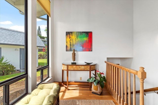 interior space with wood-type flooring and a wealth of natural light