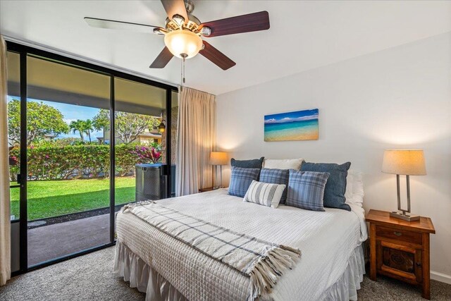 2387 S Kihei Rd Unit C108, Kihei, HI 96753 - carpeted bedroom with access to outside, multiple windows, and a ceiling fan