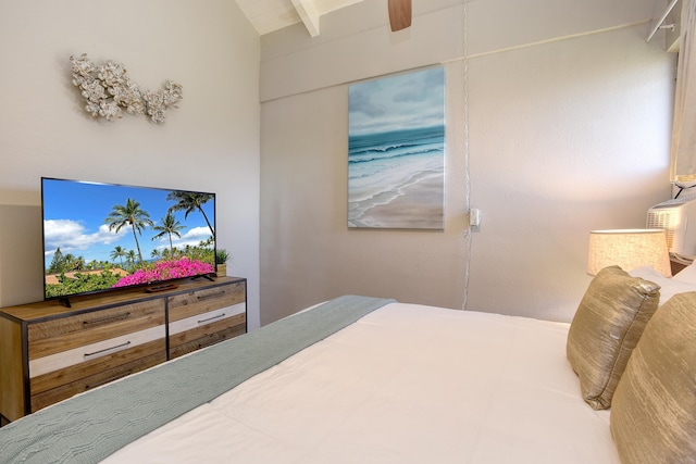 bedroom featuring beam ceiling