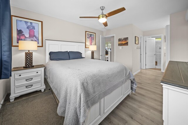 155 Aliilani Pl, Kihei, HI 96753 - bedroom featuring light wood-type flooring, baseboards, and ceiling fan