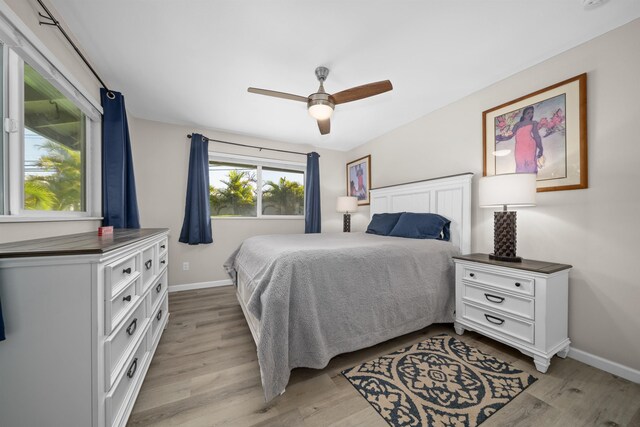 155 Aliilani Pl, Kihei, HI 96753 - bedroom featuring baseboards, light wood-type flooring, and ceiling fan