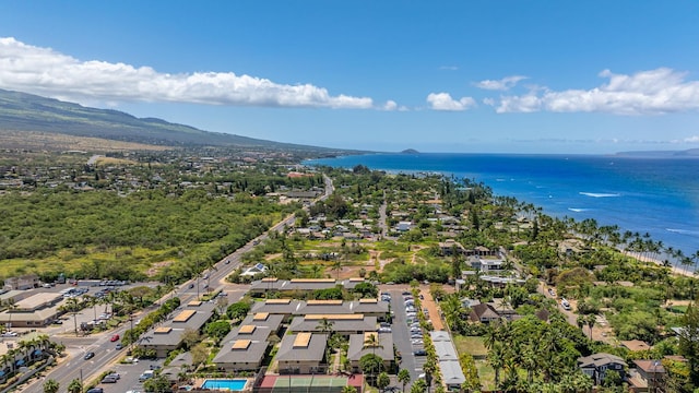 bird's eye view with a residential view and a water and mountain view