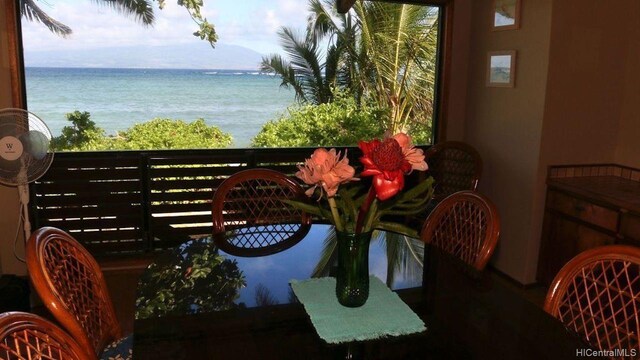 balcony with a water view