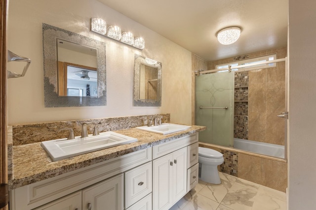 885 Haunani Pl, Wailuku, HI 96793 - full bathroom with a sink, toilet, marble finish floor, and tiled shower / bath