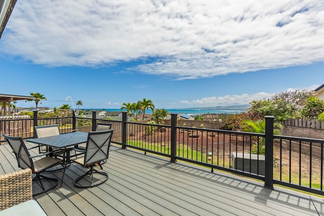 885 Haunani Pl, Wailuku, HI 96793 - wooden deck featuring outdoor dining space and a water view