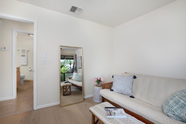 living area featuring light hardwood / wood-style flooring