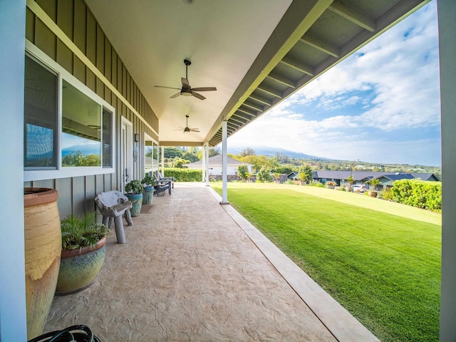 view of patio / terrace with ceiling fan