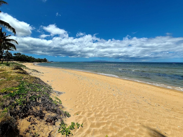 property view of water featuring a view of the beach