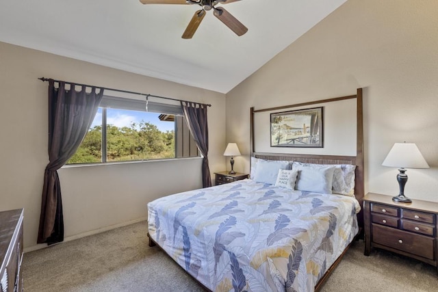 679 S Kihei Rd Unit D205, Kihei, HI 96753 - carpeted bedroom featuring baseboards, ceiling fan, and lofted ceiling