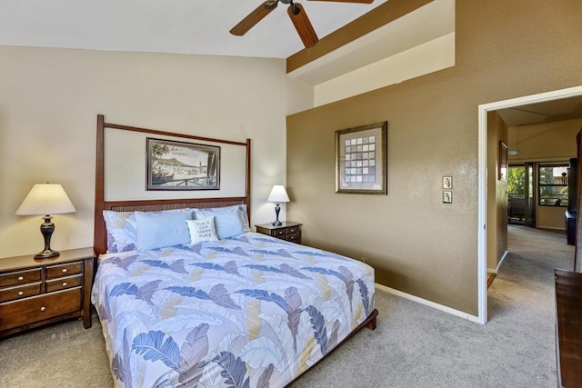 679 S Kihei Rd Unit D205, Kihei, HI 96753 - carpeted bedroom with baseboards, a ceiling fan, and lofted ceiling