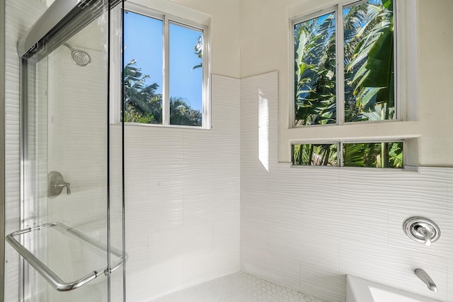 bathroom featuring walk in shower