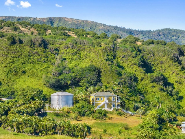 bird's eye view with a mountain view