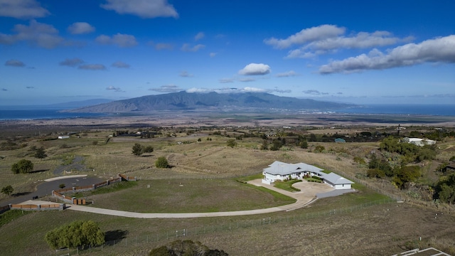 birds eye view of property featuring a mountain view