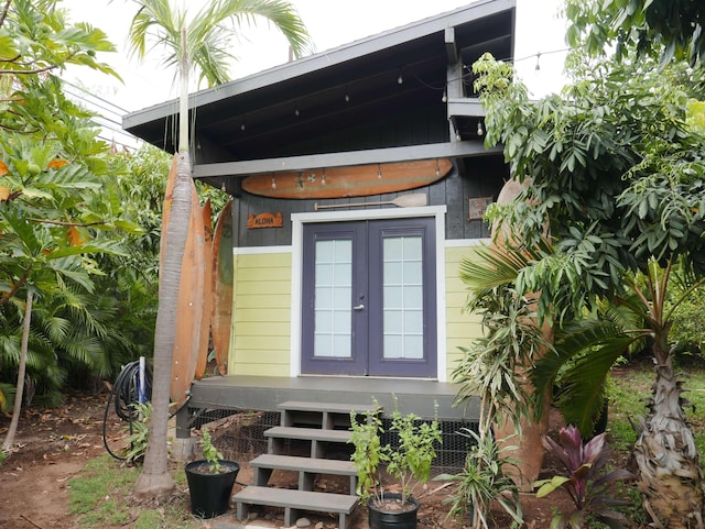 property entrance with french doors