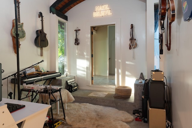 miscellaneous room featuring carpet floors