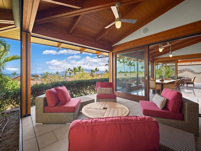 3100 Wailea Alanui Dr Unit 12, Kihei, HI 96753 - view of patio featuring a ceiling fan, an outdoor hangout area, and a sunroom