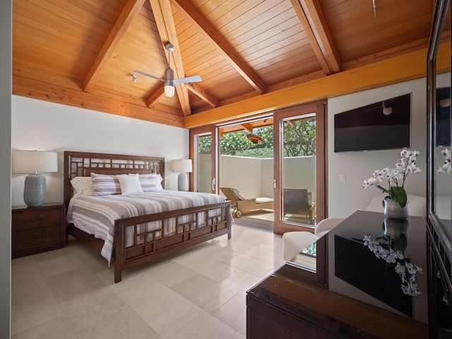 3100 Wailea Alanui Dr Unit 12, Kihei, HI 96753 - bedroom with access to exterior, wooden ceiling, and light tile patterned floors