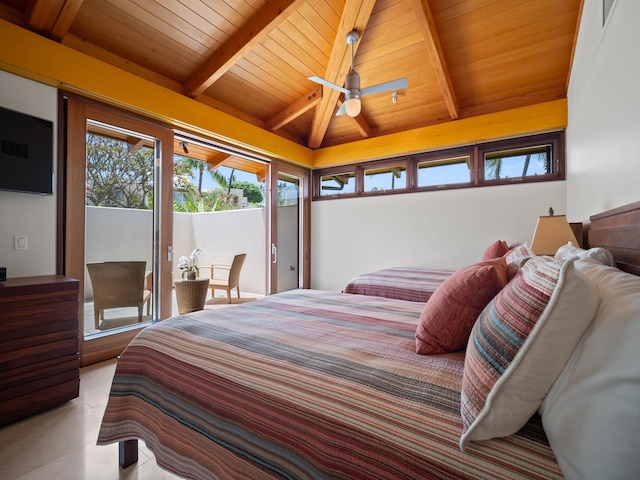3100 Wailea Alanui Dr Unit 12, Kihei, HI 96753 - tiled bedroom with access to exterior and wood ceiling