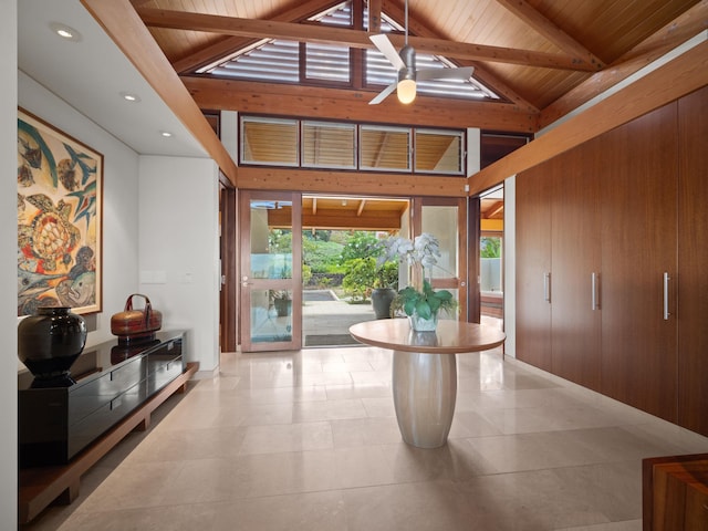 3100 Wailea Alanui Dr Unit 12, Kihei, HI 96753 - foyer featuring wood ceiling and a ceiling fan