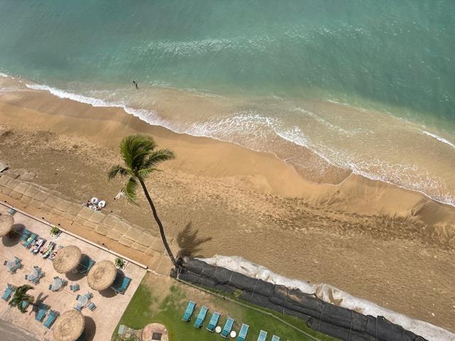 birds eye view of property featuring a water view and a view of the beach