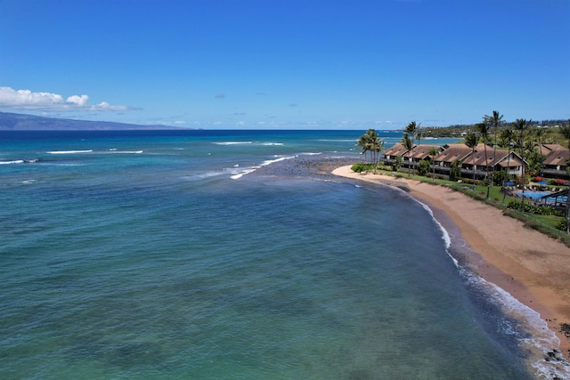 property view of water featuring a view of the beach