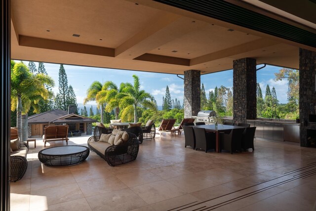 view of patio / terrace featuring a grill and an outdoor living space