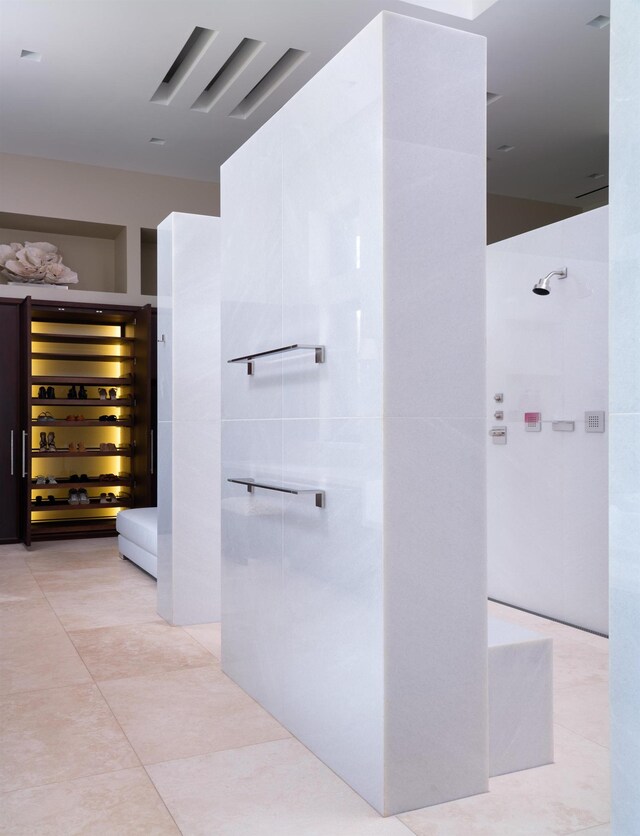 bathroom with tile patterned flooring