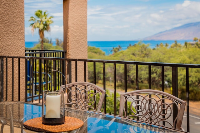 balcony with a water view