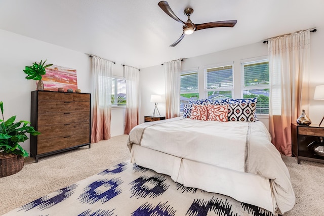 bedroom with carpet floors and ceiling fan