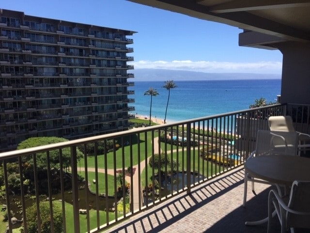 balcony with a water view