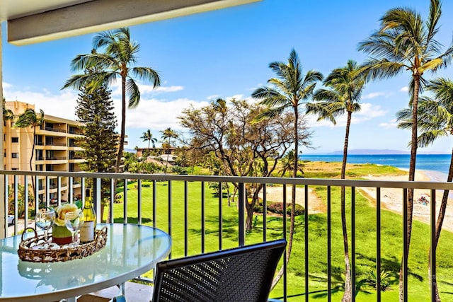 balcony with a water view