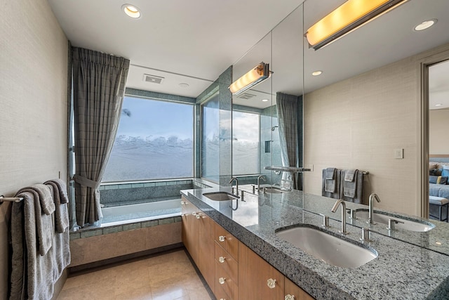 full bathroom featuring a sink and double vanity