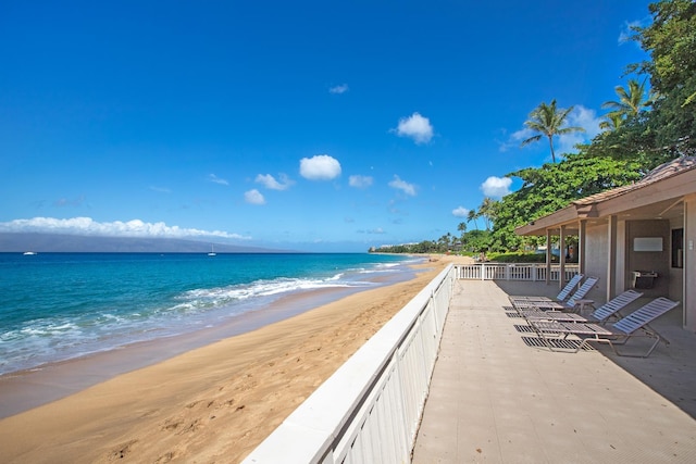 property view of water featuring a view of the beach