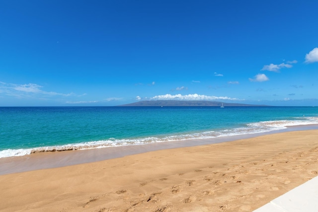 property view of water with a beach view