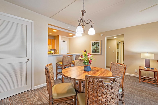 4327 Lower Honoapiilani Rd Unit 1002B, Lahaina, HI 96761 - carpeted dining room featuring baseboards and recessed lighting