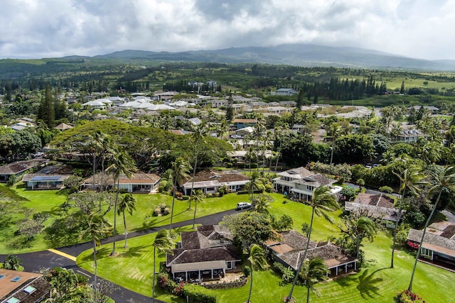 birds eye view of property featuring a mountain view