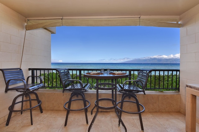 balcony with a water view