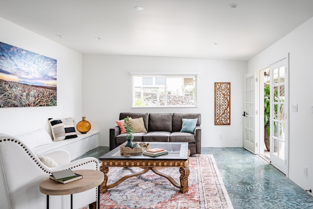 living room with french doors