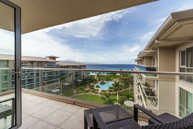 balcony with a water view