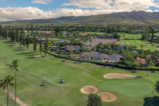 drone / aerial view featuring a mountain view