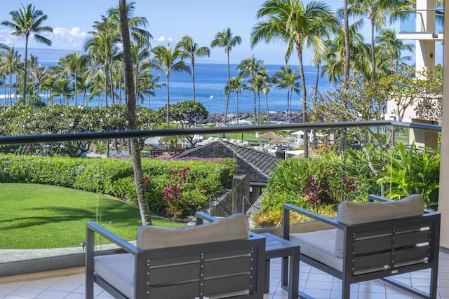 balcony with a water view