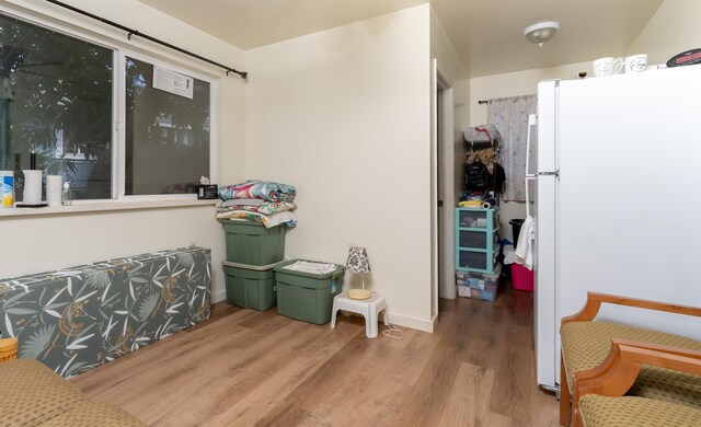 interior space with light hardwood / wood-style floors