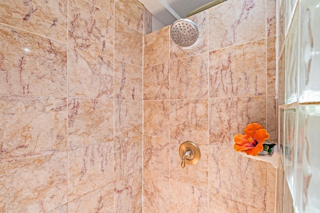 room details featuring a tile shower