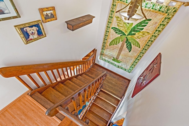 staircase featuring wood finished floors