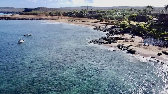 property view of water featuring a view of the beach